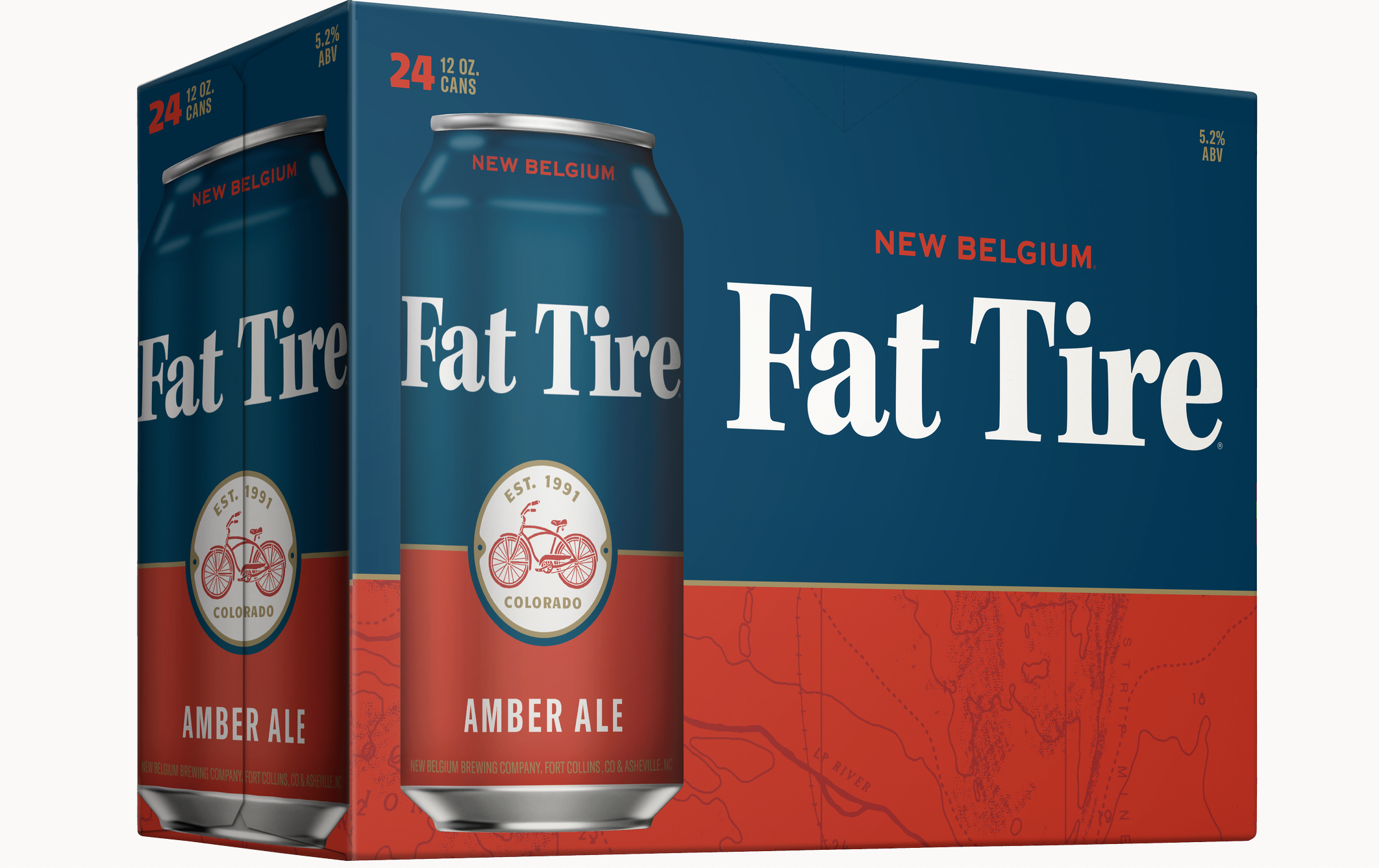 (24pk cans)-New Belgium Fat Tire Amber Ale Beer, Colorado, USA (12oz)