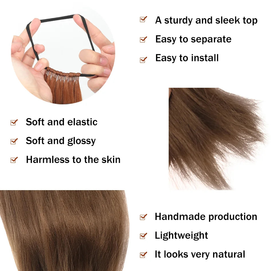 Synthetic 18inch/20inch/22inch/24inch/26inch/28inch/32inch Long Straight Wig Ponytail, Headband Ponytail, Elastic Rope Ponytail