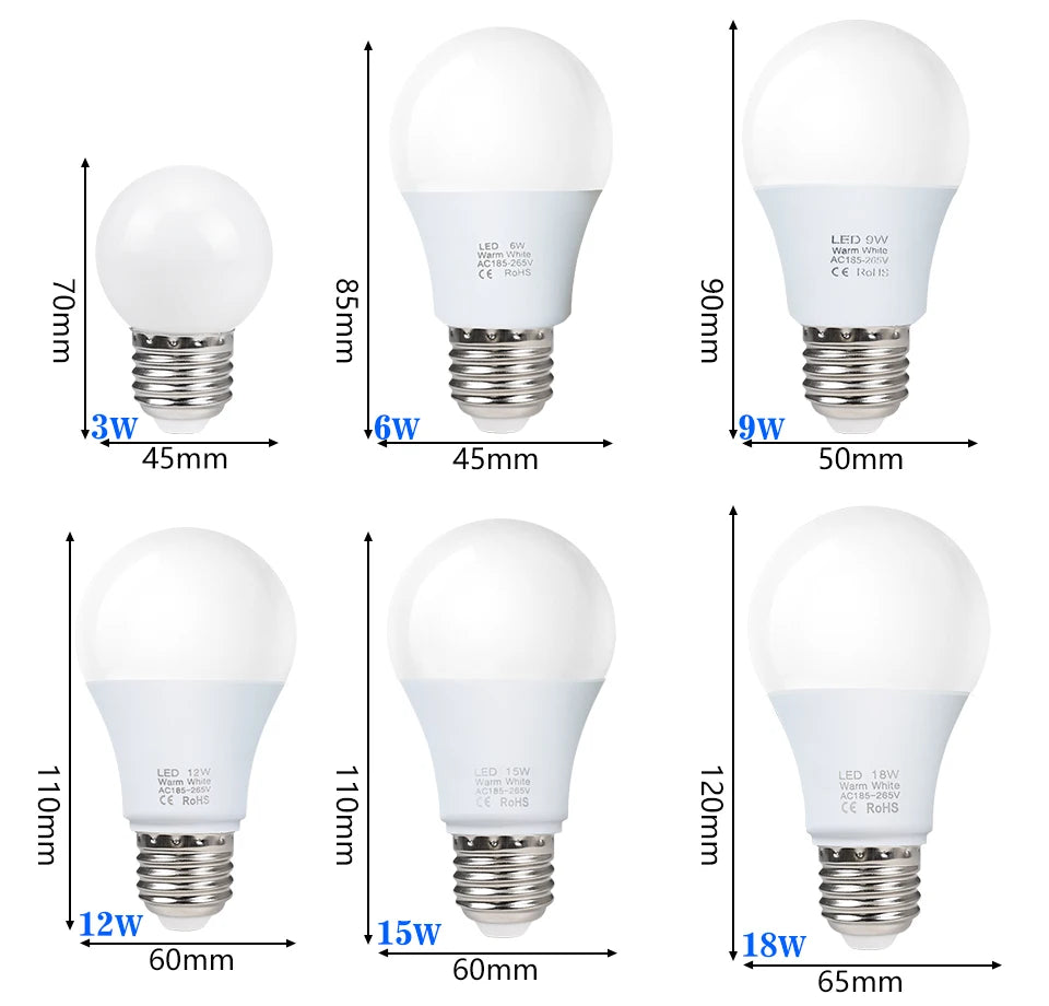 E27 LED Bulb Smart IC Energy Saving Light 220V-240V High Brightness Indoor Home Lighting Ampoule Bombilla Lampada Projector Lamp