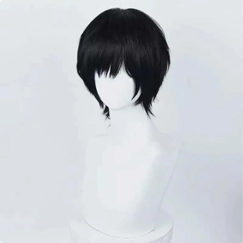 Anime Yoshida Hirofumi Cosplay Wig 35cm Short Black Heat Resistant Synthetic Hair Man Party Wigs