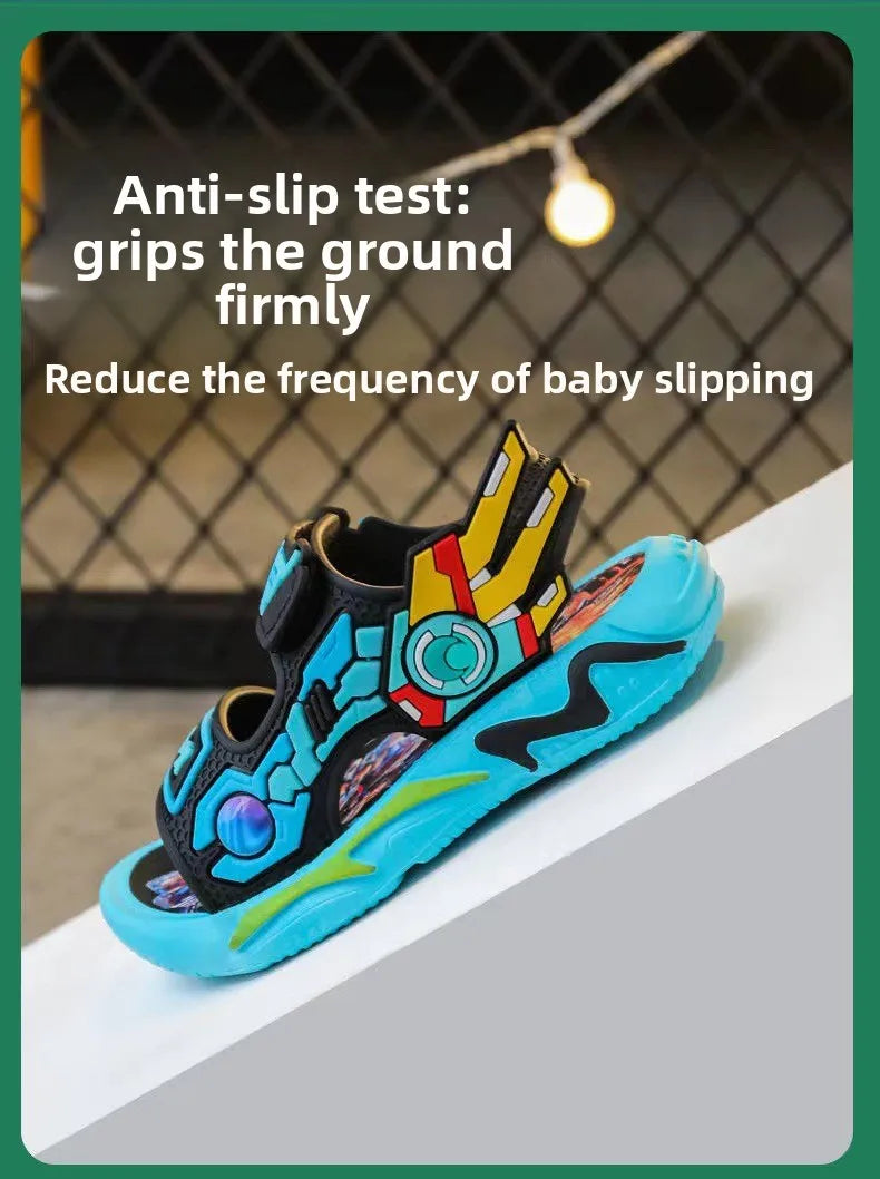 Boys Sandals 1-12 Year Old Soft Sole Anti Slip Sandals Cartoon Outwear Small and Medium Sized Children Beach Sandal