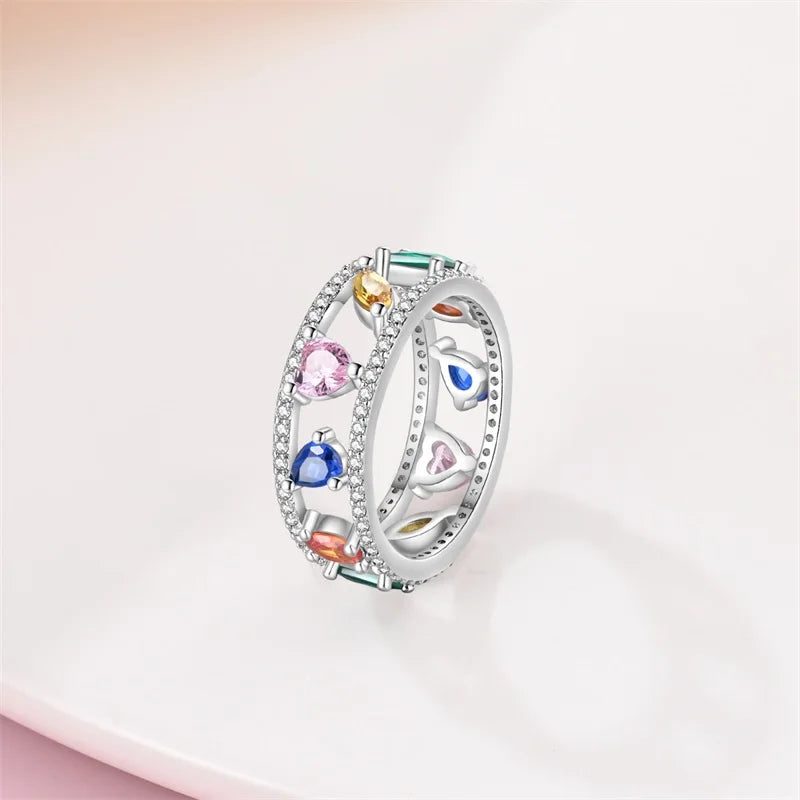 Rings For Women 925 Silver Size 6-9 Ocean Flower Sun Butterfly Heart Hollow Ring Fit For Engagement Weddings Fine Jewelry Gifts