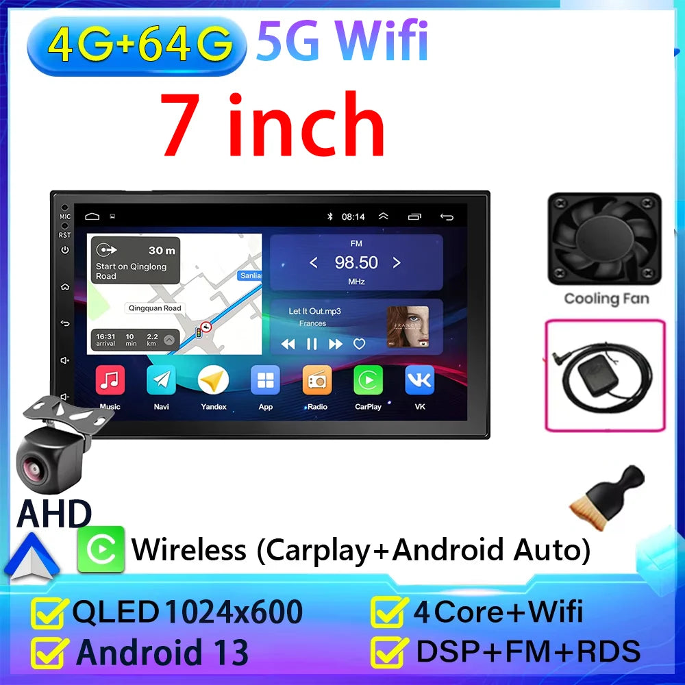 2 Din Universal Android 13 Car Radio 7/9/10 Inch Wireless CarPlay Android Auto GPS Bluetooth Multimedia Head Unit for Toyota