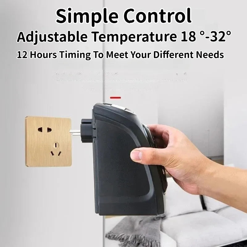 Portable Electric Heater for Rooms, Plug-In Wall Mini Radiator Fan Warmer, Compact Home Heating Appliance