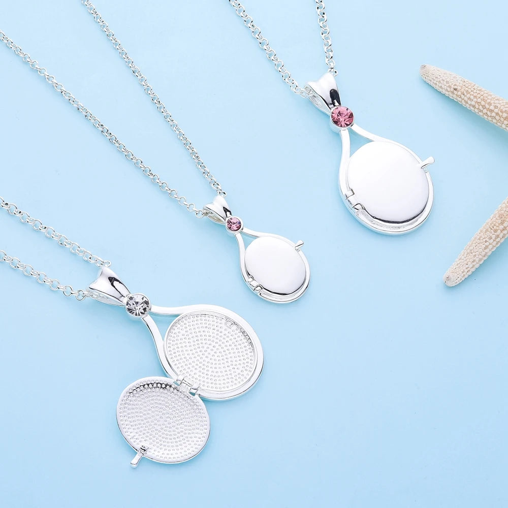 H2O Locket Pendant Necklace Mermaid Silver Color with Crystal Just Add Water Necklaces TV Movies Jewelry for Women Girls