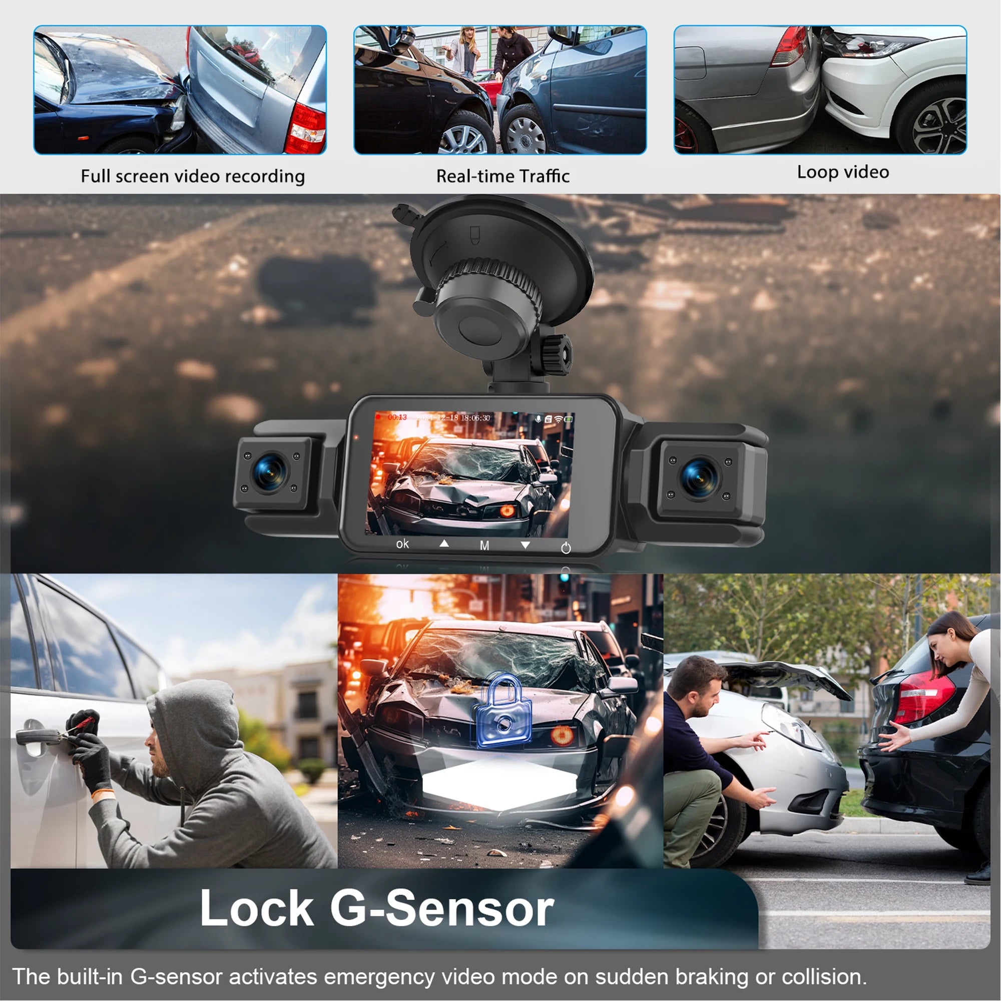 Dashcam for Cars 4 Channel Black Box WiFi Driving Camera FHD 1080P Night Vision Loop Recording Add Hardwire Kit Car Accessories