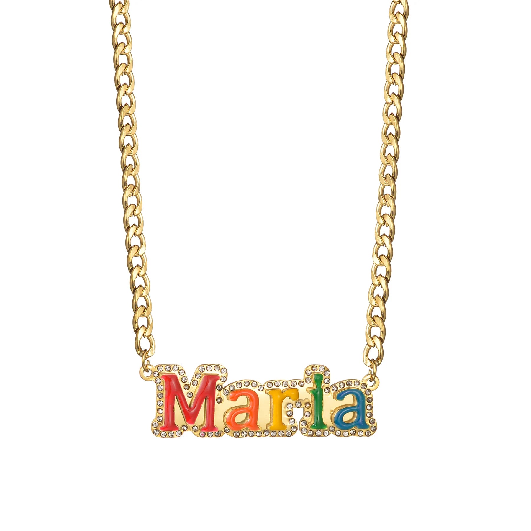 Atoztide Custom Name Necklaces Personalized Stainless Steel 4mm NK Cuban Thick Chain Pendant Letter for Women Jewelry Gift 