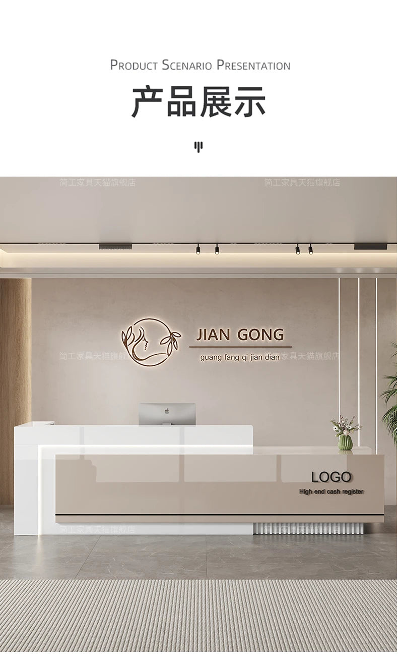 Customized Premium Desk Table Glamour Luxury Simple Elegant Reception Desk Modern Design Recepcion Mostrador Office Furniture