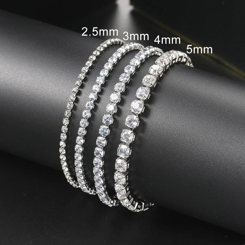 Hip Hop Iced Out 3/4/5mm Crystal Tennis Bracelet for Men Homme Punk Zirconia Women's Chain on Hand Streetwear Trendy Jewelry