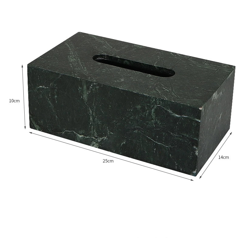 Factory Outlet 25x14x10CM Cuboid Natural Marble Stone Big Tissue Box Storage Organization Case