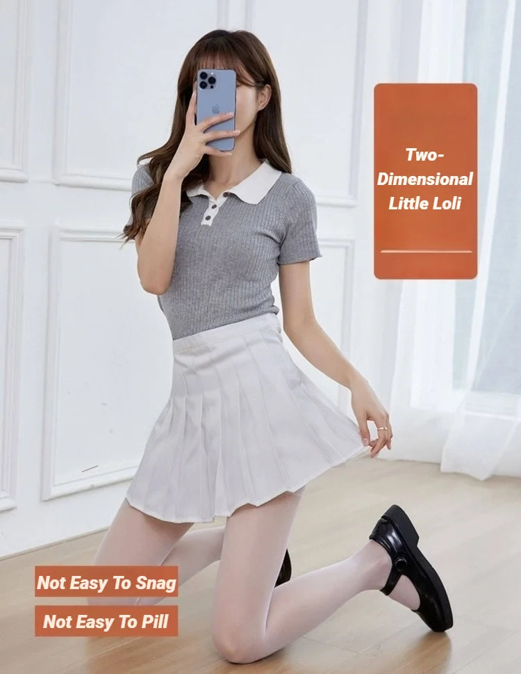 Fall Winter Adult Pantyhose Milk White Silk Socks for Girls Lolita Velvet Thin Bottom Jumpsuit Socks Women