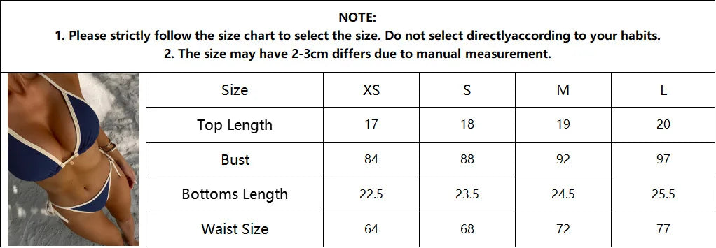 2026 New Arrival Sexy Bikini Set Women's Two Piece Swimsuit with Color Blocking Edge Tie Side Cross Back Swimwear for Beach Pool