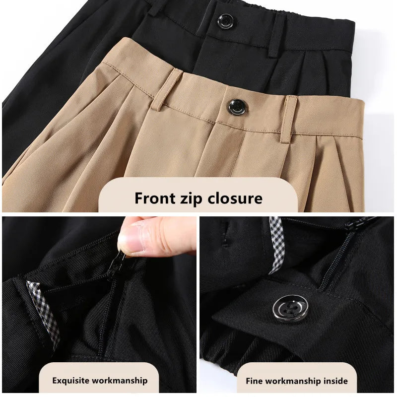 Women'S Loose Spring Summer 2025 New High Waist Wide Legs Slim Casual Trousers Korean Fashion Trend Female Suit Straight Pants