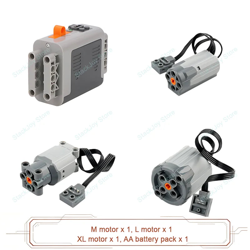 MOC Power Functions M/L/XL Motor Battery Box IR Remote Receiver for RC Car Robot Model Building Blocks Technical Modified Parts
