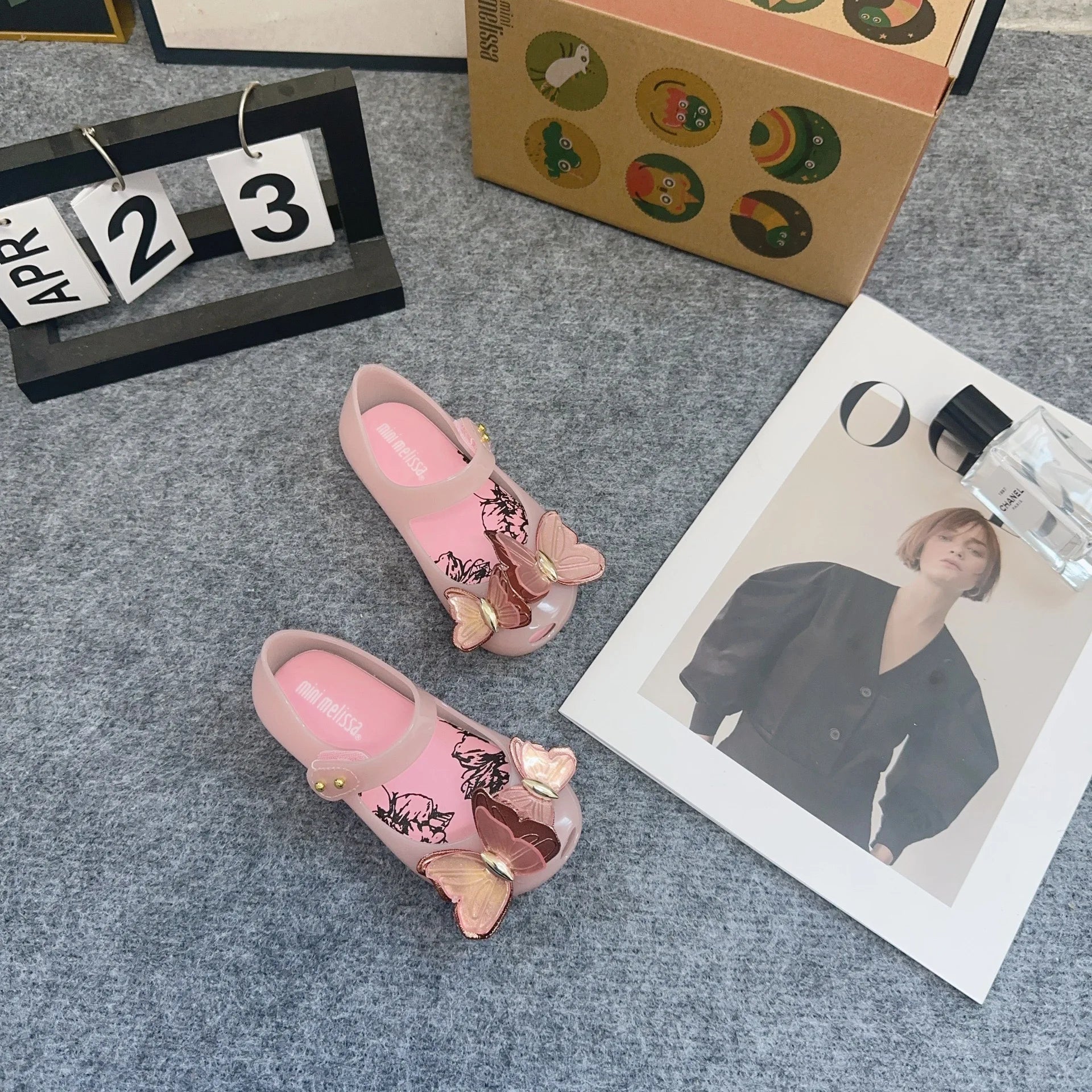 Mini Melissa Children Sandals New Girls Sandals Summer 2023 Soft Peep-toe Antiskid Crystal Princess Children Little Girls Sandal