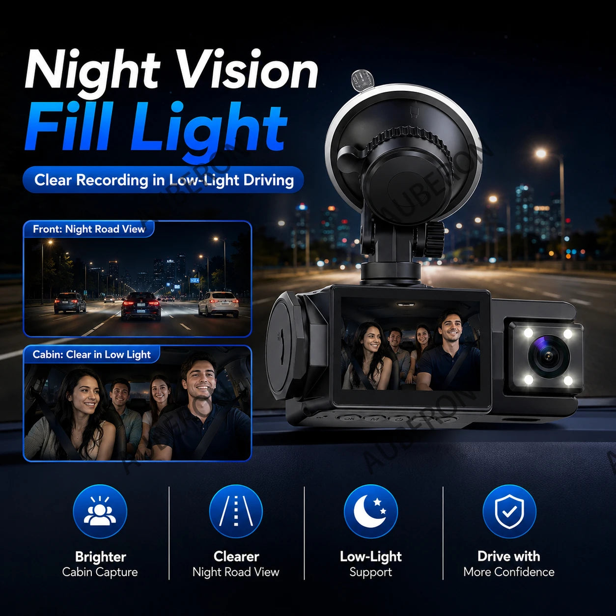 Dash Cam for Car 3 Channel Front Rear Camera 1080P WIFI Video Recorder Dashcam Car DVR Night Vision G-sensor Car Accessories