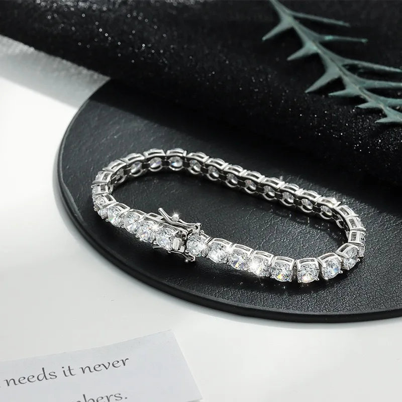S925 Sterling Silver High Quality Fashionable  D Color VVS1 Full Moissanite Tennis Bracelet for Women Wedding Engagement Jewelry