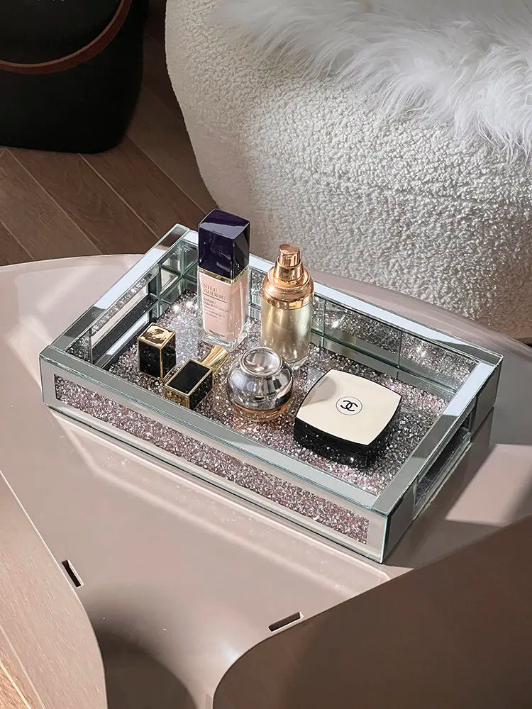 Luxury-inspired desktop skincare organizer, vanity perfume tray, and key holder