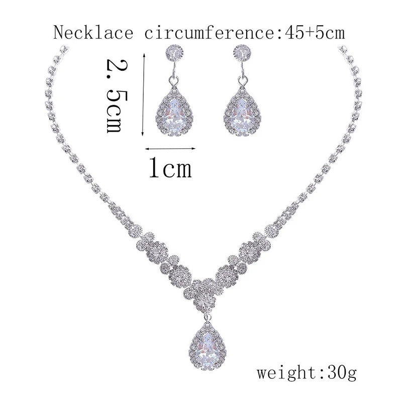 Women's Necklace Earrings Set Zircon Dangle Earrings Set Exquisite Wedding Party Jewelry Set for Anniversary Mother's Day Gift