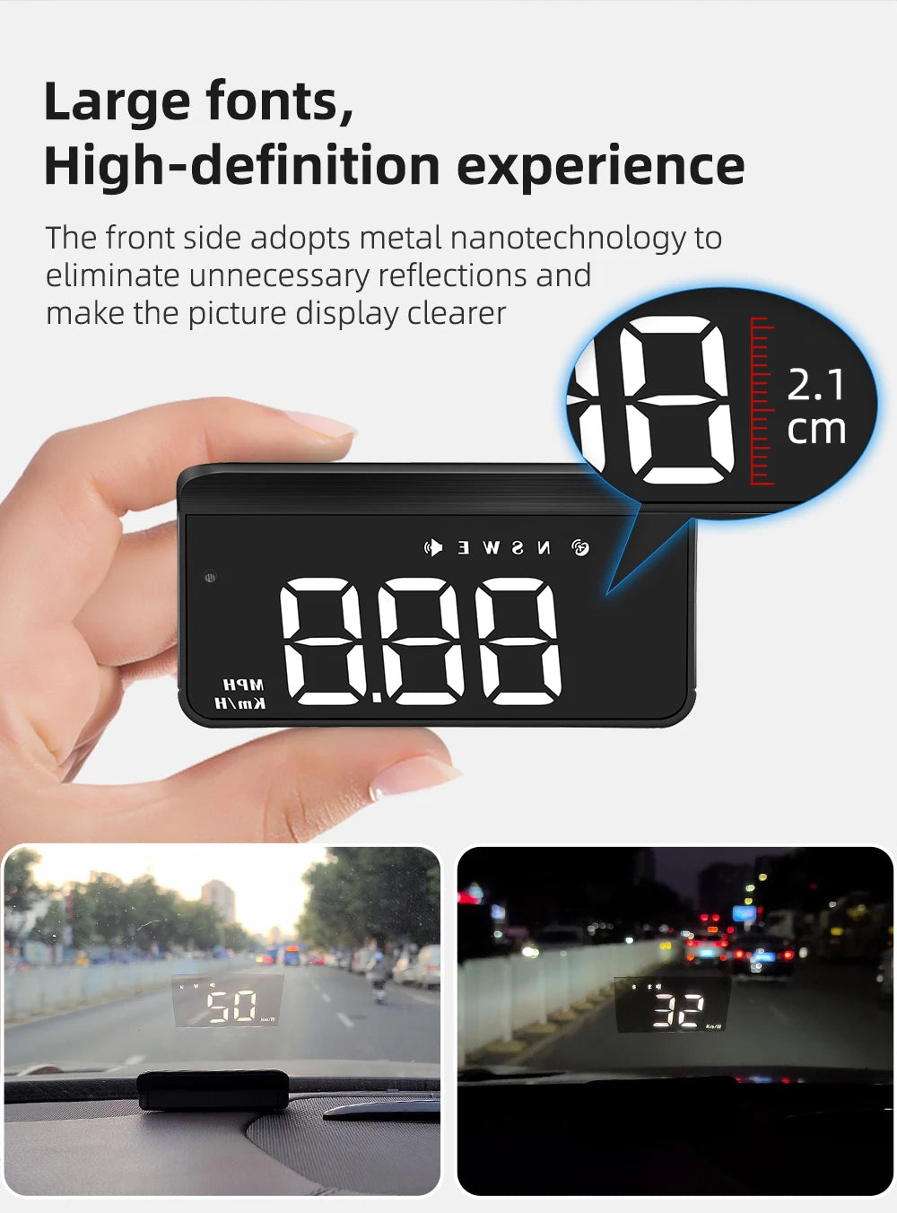 M3 OBD2 HUD / M1 GPS Head Up Display Auto Projection GPS Speedometer Digital Car Accessories Glass Projector Display HUD Alarm