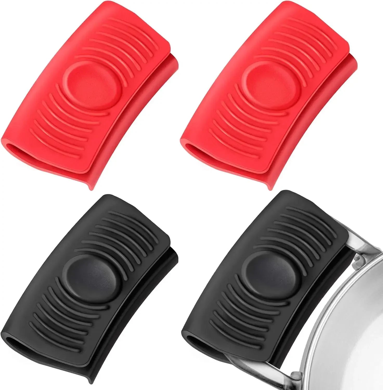 2pcs Silicone Anti-Scald Pot Handle Grip Cover Anti-slip Heat Resistant Pot Clip Holder Sleeve for Frying Cast Iron Skillet Pan