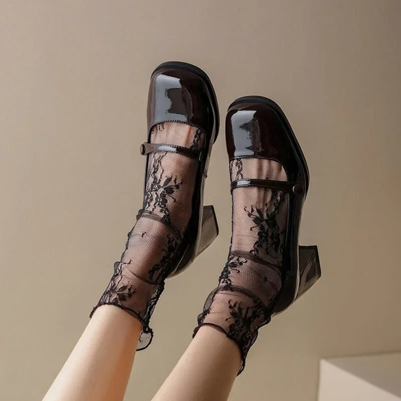 1/2 Pairs Thin Socks Women Summer Ultra Breathable Transparent Lace Socks Lolita Soft Sexy White Ins Mid Socks Fishnet Woman