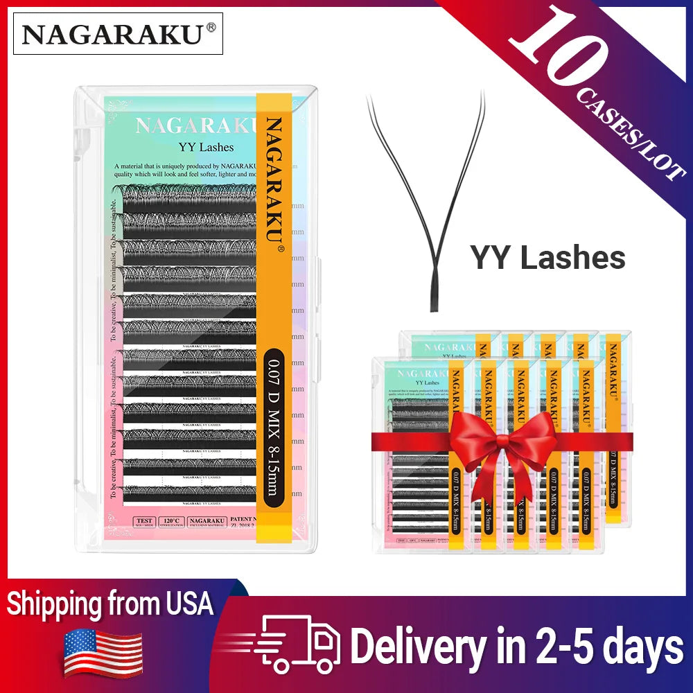 NAGARAKU Ship From USA 10 Cases YY Lashes Fast Free Delivery in 2-5 days by Express