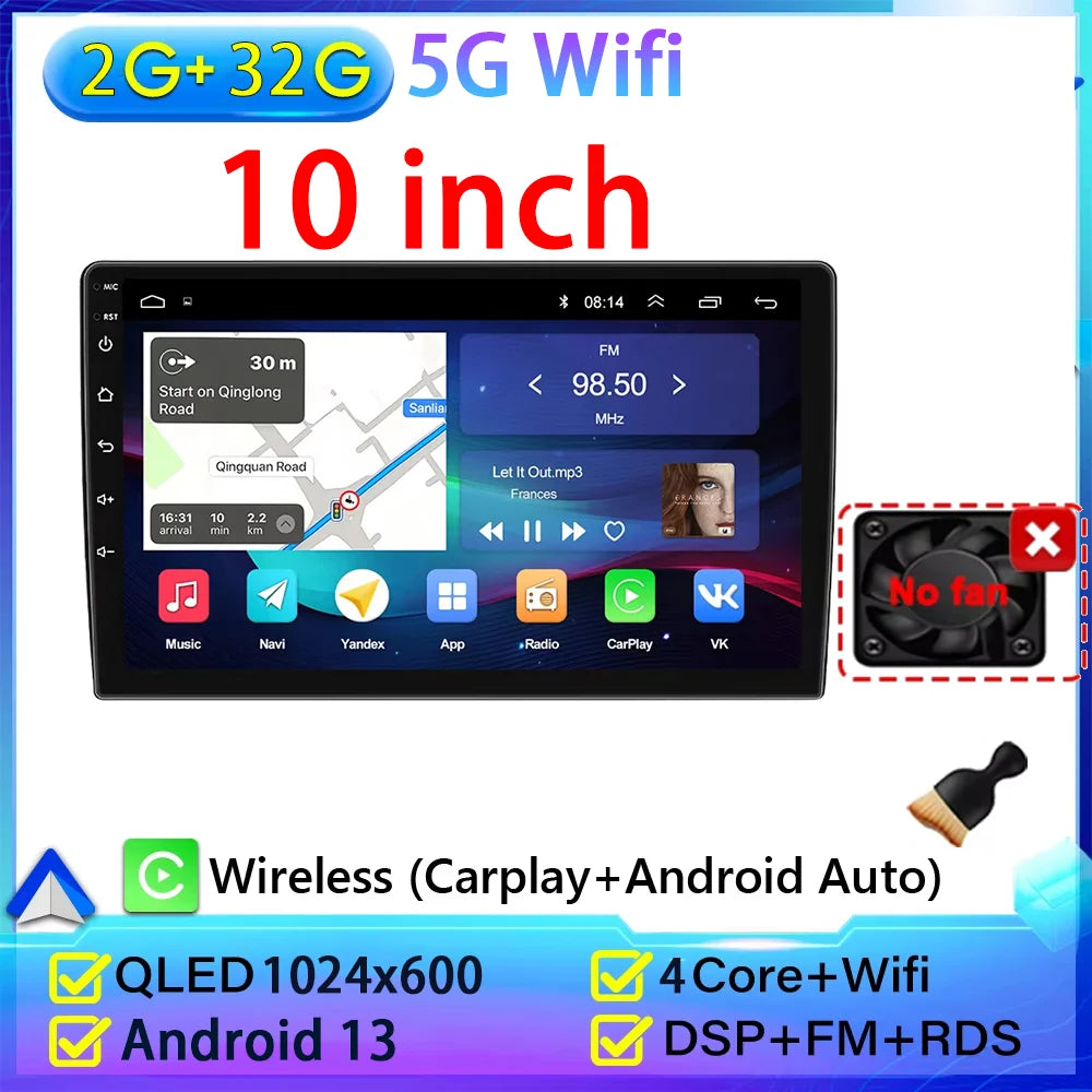 2 Din Universal Android 13 Car Radio 7/9/10 Inch Wireless CarPlay Android Auto GPS Bluetooth Multimedia Head Unit for Toyota