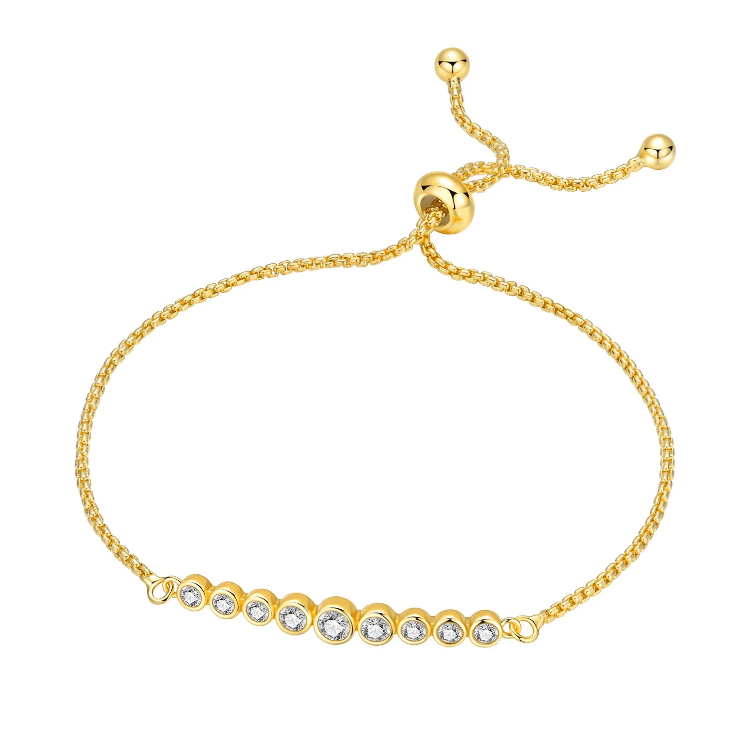 Original 925 Sterling Silver Zirconia Tennis Chain Bracelet for Women Adjustable Gold Color Hot Sale Ideal Birthday Party Gifts