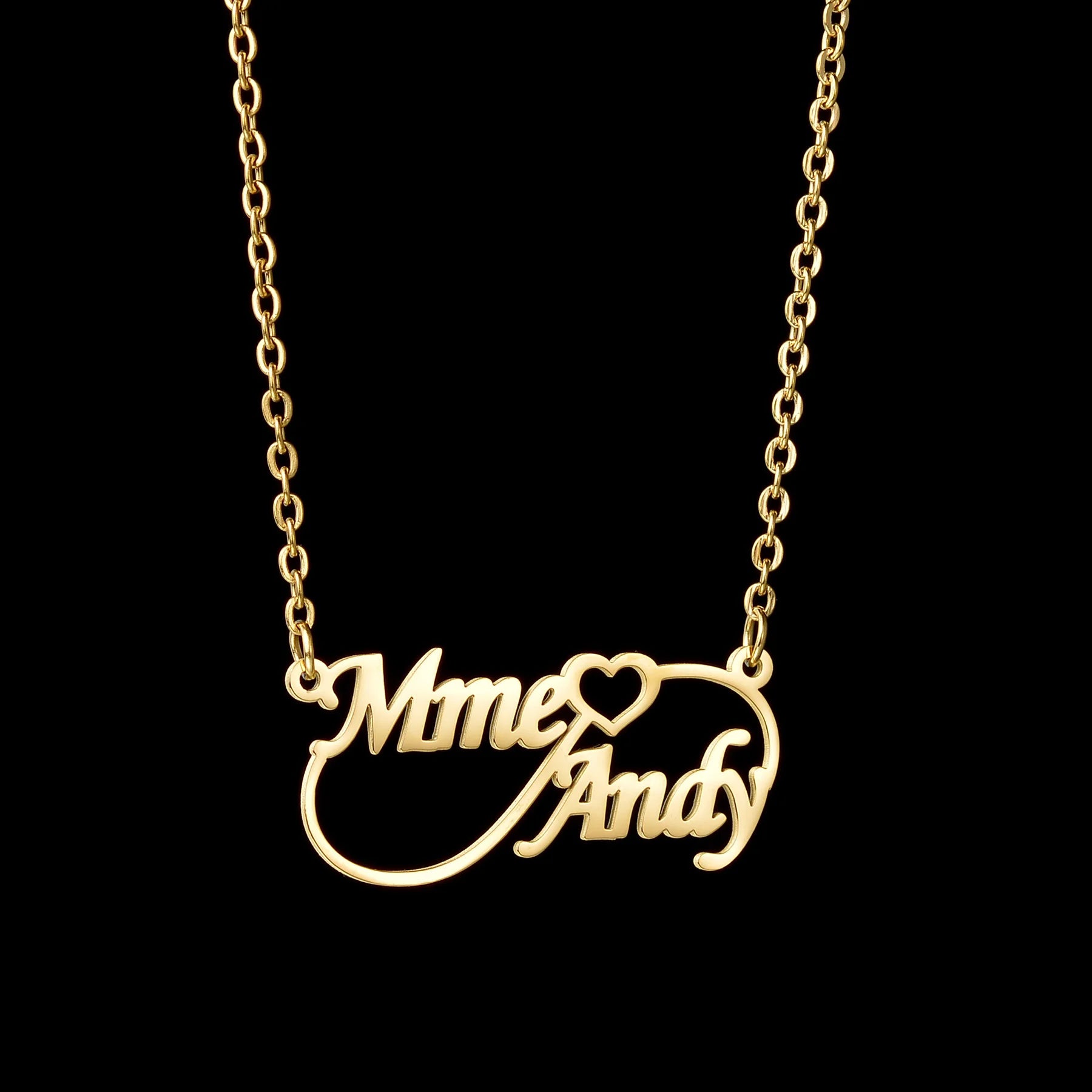 Atoztide Personalized Custom 2 Names Pendant Necklace for Women Stainless Steel Stone Heart Fashion Christmas Jewelry Gift