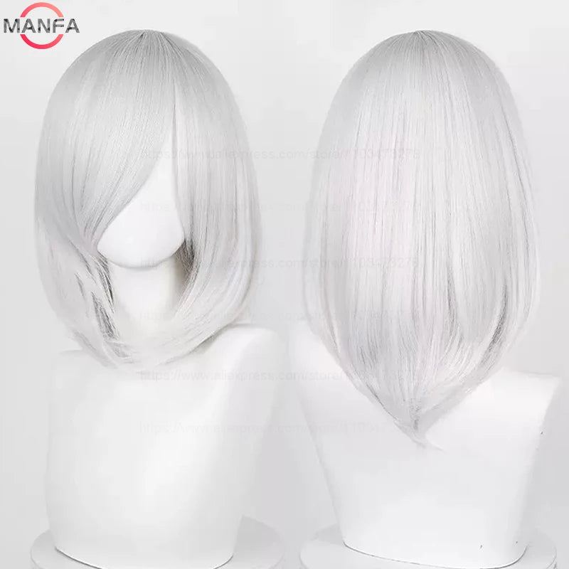 40cm Medium Basic Anime Cosplay Wig Bang Blond  Black White Red Pink Green Brown Gold Blue Heat Resistant Synthetic Hair Wigs