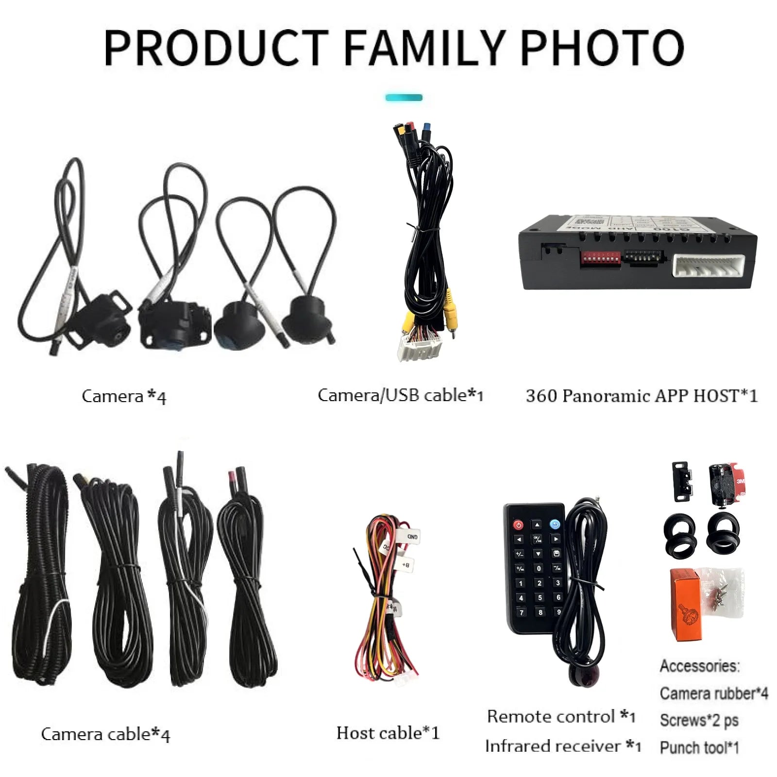 4 Way Dash Camera with Night Vision, 360°Surround View Parking Monitor, 1080P HD All Around View Driving Recorder ，Car DVR Syste