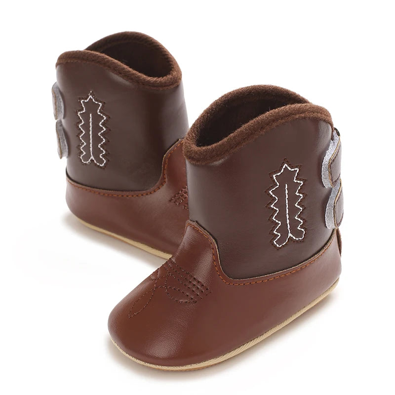Western Cowboy Princess Baby Boots 0-18M Infant Pre-Walker Shoes Soft Sole Embroidered Footwear for Newborn Girls