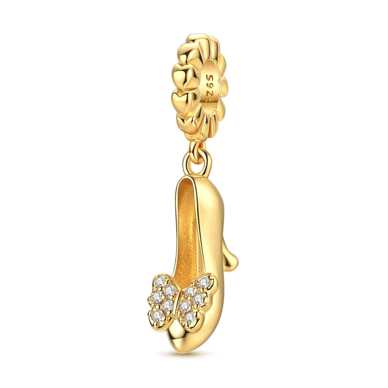 Hot Sales 925 Sterling Silver Golden Series Charms Beads Cross Devil's Eye Bow Charms Pendant Fit Original Bracelet DIY Jewelry
