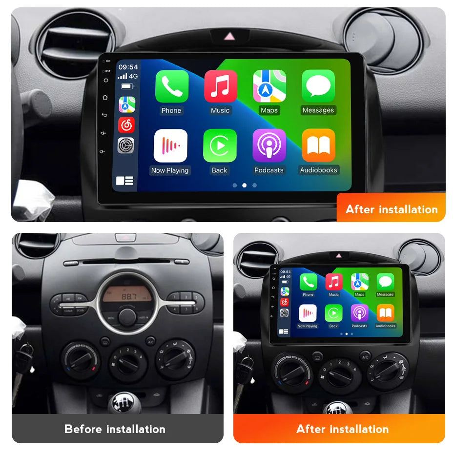 For MAZDA 2 Mazda2 2007-2014 Wireless CarPlay Android Auto Head Unit 2 Din Car Radio Stereo Navi Car multimedia player display