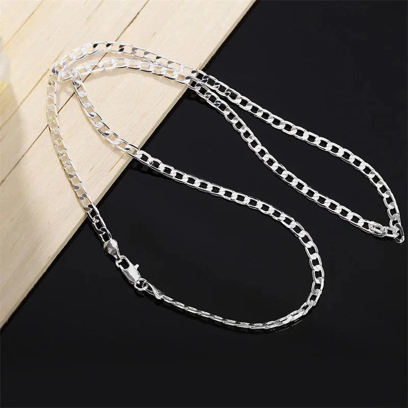Men's Silver Color Necklace 2/4/6/8/10/12MM 40-75cm Face Chain Necklace Lobster Clasp Men And Women Engagement Jewelry