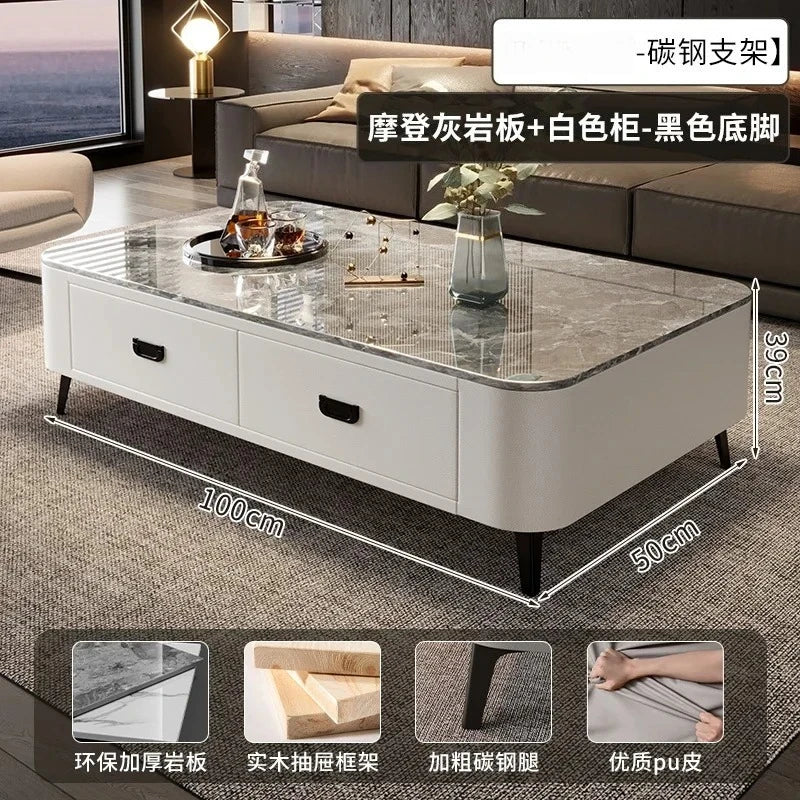 Luxury Marble Effect Coffee Tables Modern Design Square Storage Coffee Tables Minimalist Aesthetic Stolik Kawowy Home Furniture