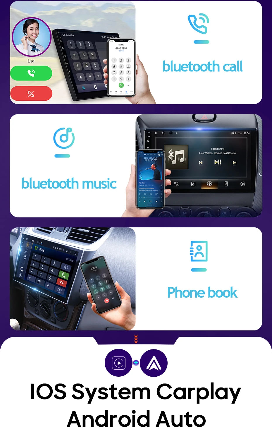 Android 15 For Toyota Camry XV40 Aurion 2007 - 2011 DSP Carplay Head Unit Multimedia Player GPS Navigation Stereo Car Radio WIFI