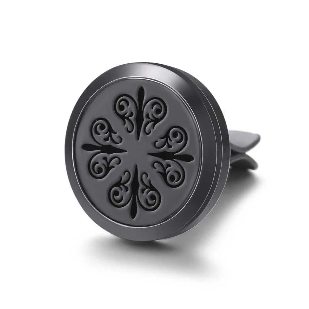 New Car Air Freshener Diffuser Clip Black Hollow Pattern Aromatherapy Lockets Essential Oil Perfume Pendant Car Ornaments Gift