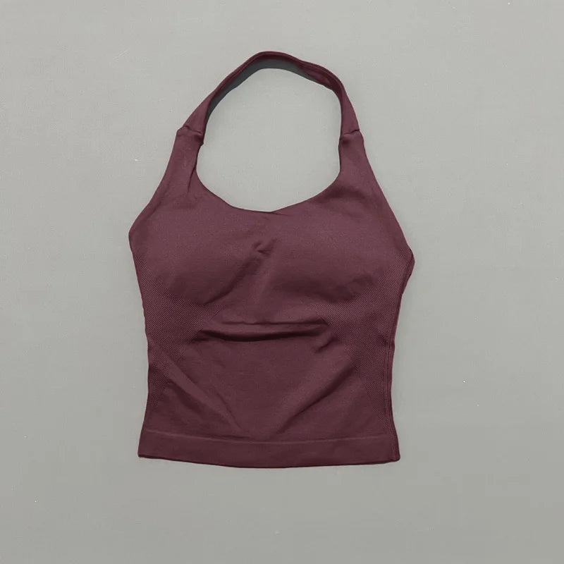 Women Sports Yoga Vest Running Gym Top Fitness Quick-Dry Workout Vest High Elastic Yoga Tank Top Gym Seamless Workout Sports Bra