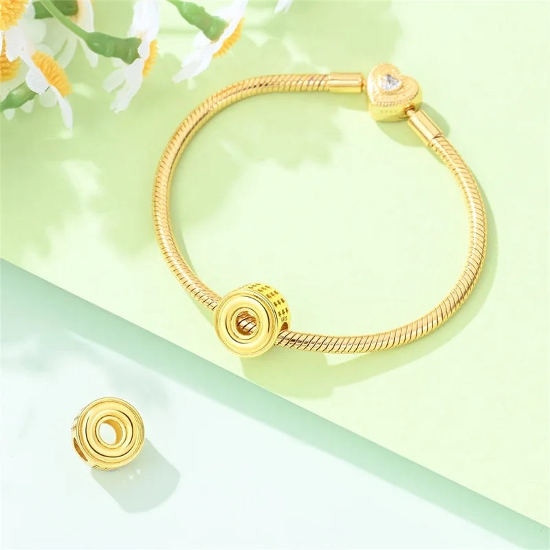 New Hot Sales 925 Sterling Silver 26 Golden Letters Charms Bead Fit Original Bracelet DIY Women Birthday Jewelry Gifts