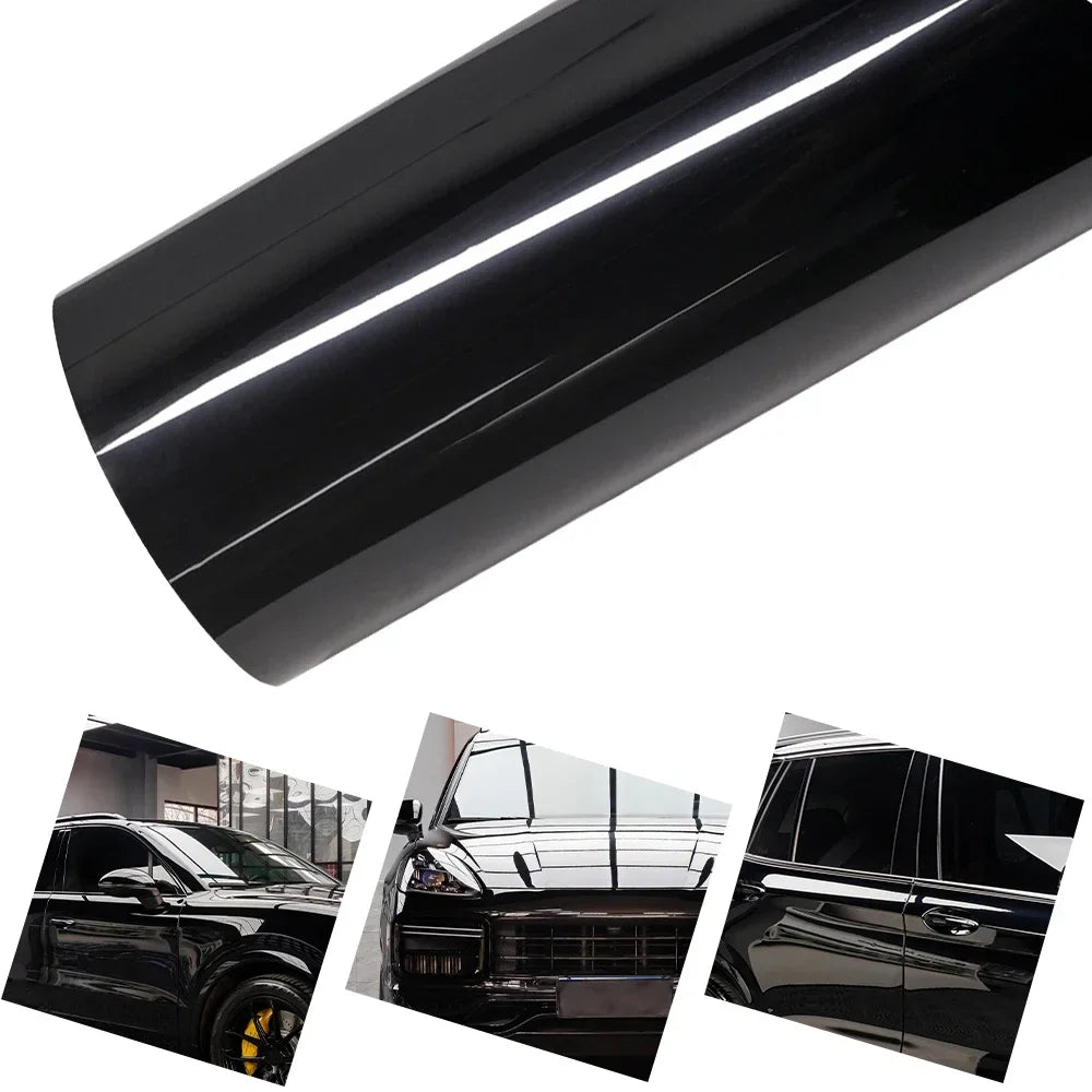 Ultra Gloss PET Piano Black Vinyl Wrap Film Sticker Auto Decoration Accessories Glossy Black Self Adhesive Vinyl Bubble Air Free car accessories accesorios para auto car decal