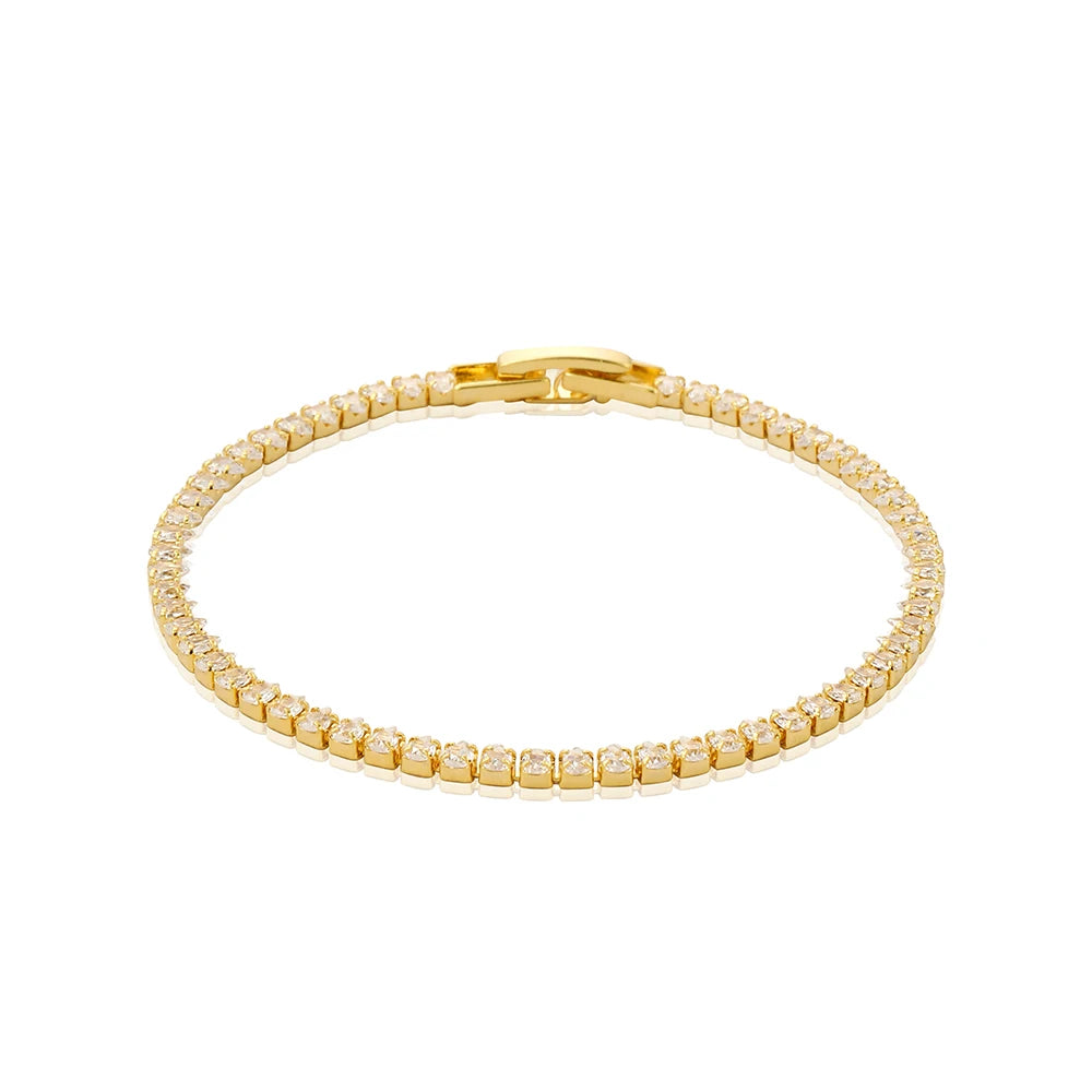 Sparkling Cubic Zircon Tennis Bracelets for Women Luxury Dainty Stackable Silver Color Chain Crystal CZ Banquet Wedding Jewelry