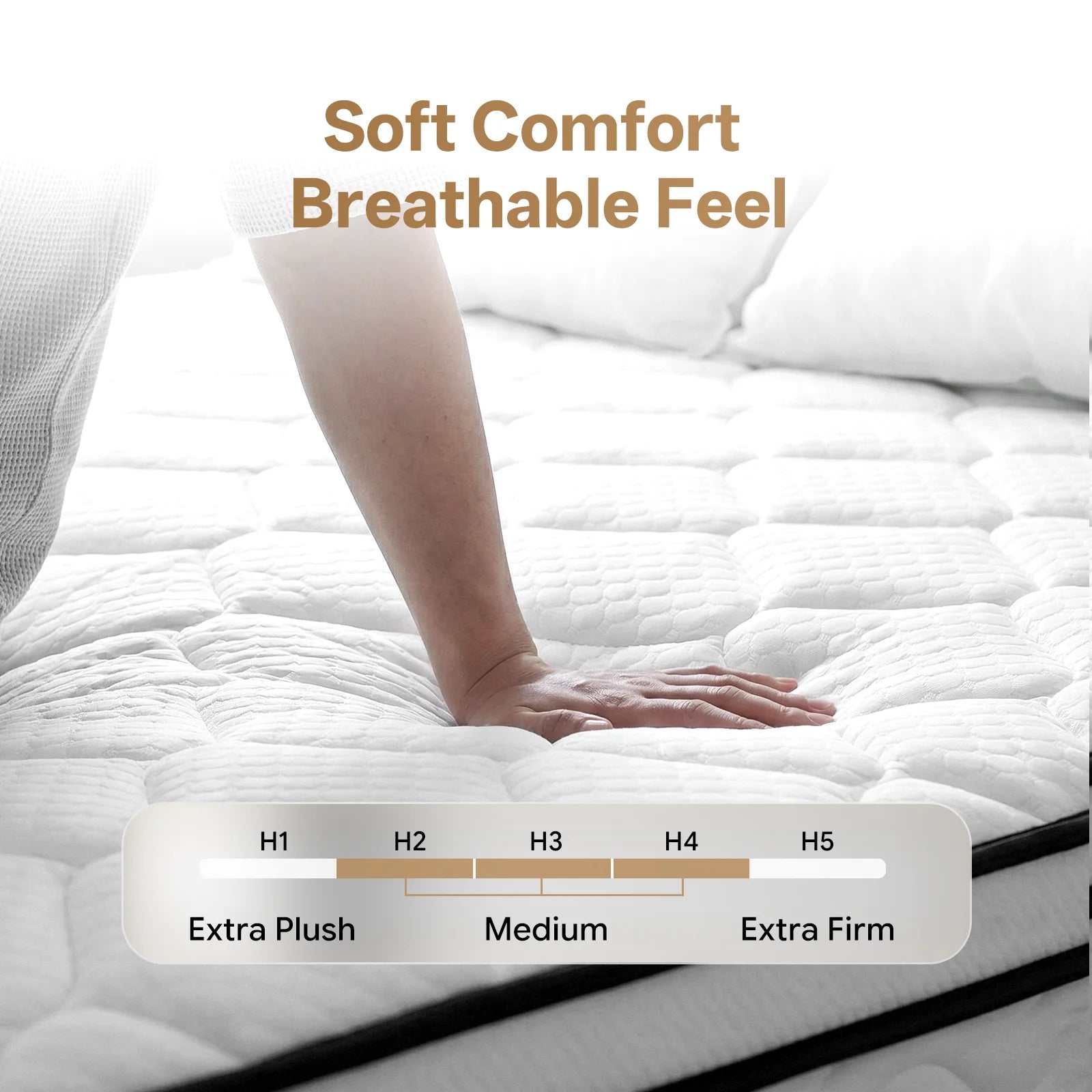 CD02 90/140/160/180x200cm Spring Mattress Pocket spring core mattress 25cm H3 - 7 zones with diatom foam & orthopedic support