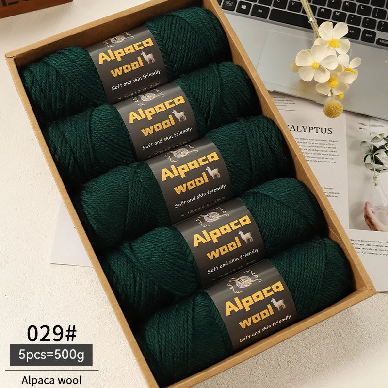 500g Alpaca Wool 245 Chunky Knitting Yarn Multi-Color Autumn and Winter Fashionable Gift for Men and Women DIY Knitting Material Kit for Warm Sweaters, Coats, Scarves, Hats, Gloves, Leg Warmers, Knee Pads Yarn Balls 5Pcs/Pack