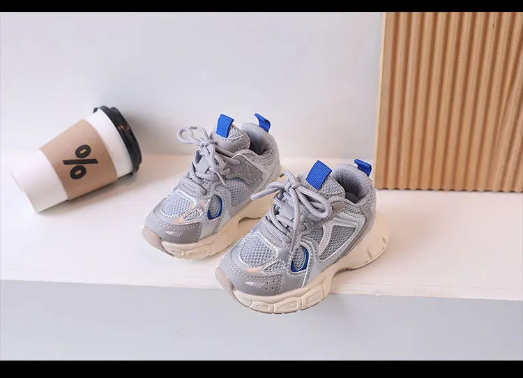 Kids Casual Sports Shoes with Thick Soles Boys Girls Fashion Versatile Sneakers 2024 New Children Mesh Breathable Running Shoes