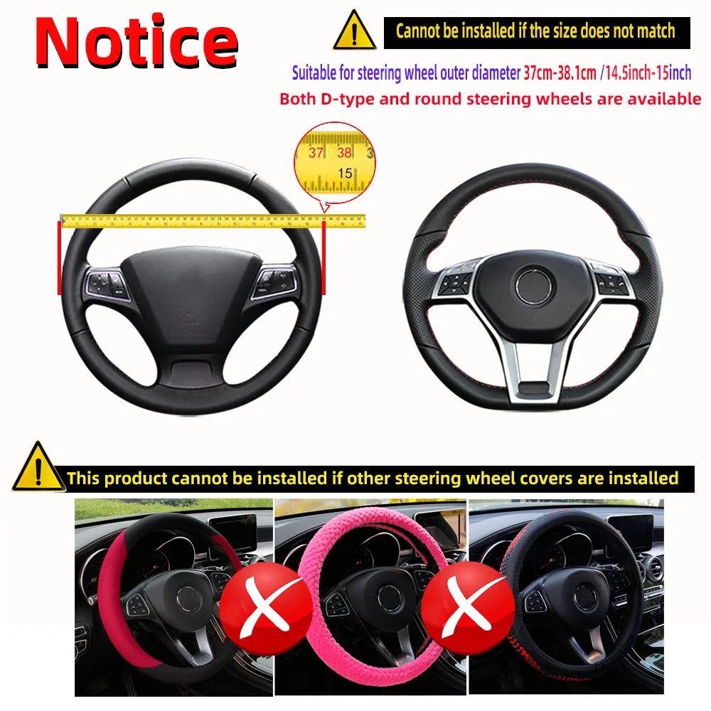 3 Car Massage Mesh Cloth Steering Wheel Cover Handbrake & Handle Cover Set Breathable No Inner Ring for 14.5-15 Inch Accessories