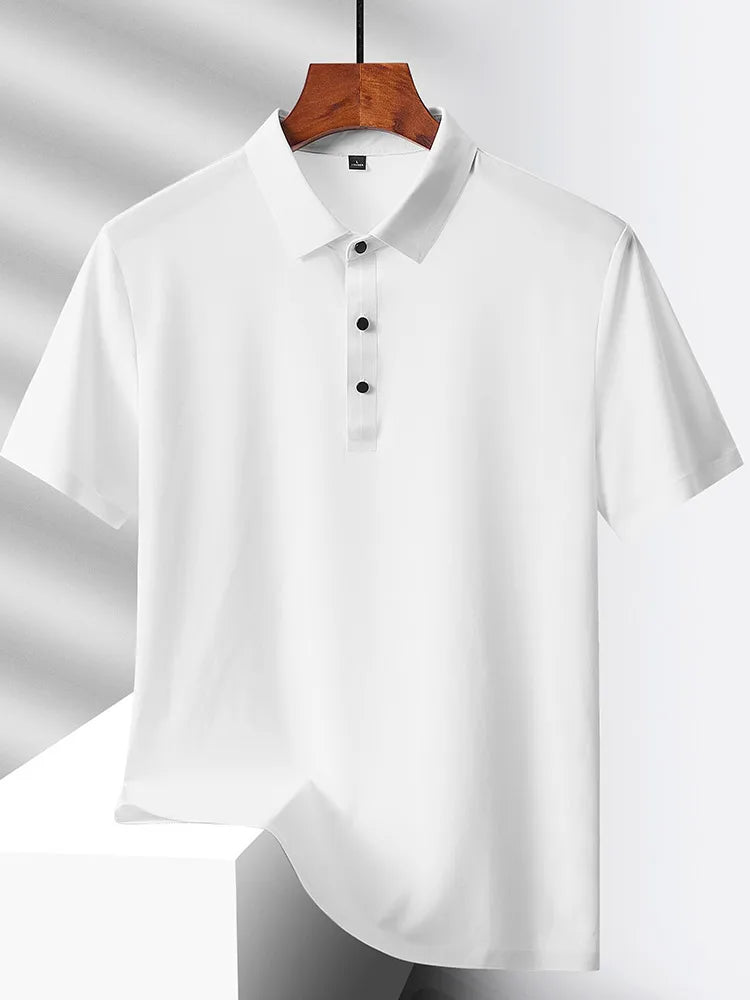 Selected popular nylon fabric, dad's summer clothing, middle-aged men's short sleeved T-shirt, summer ice silk quick drying, mid