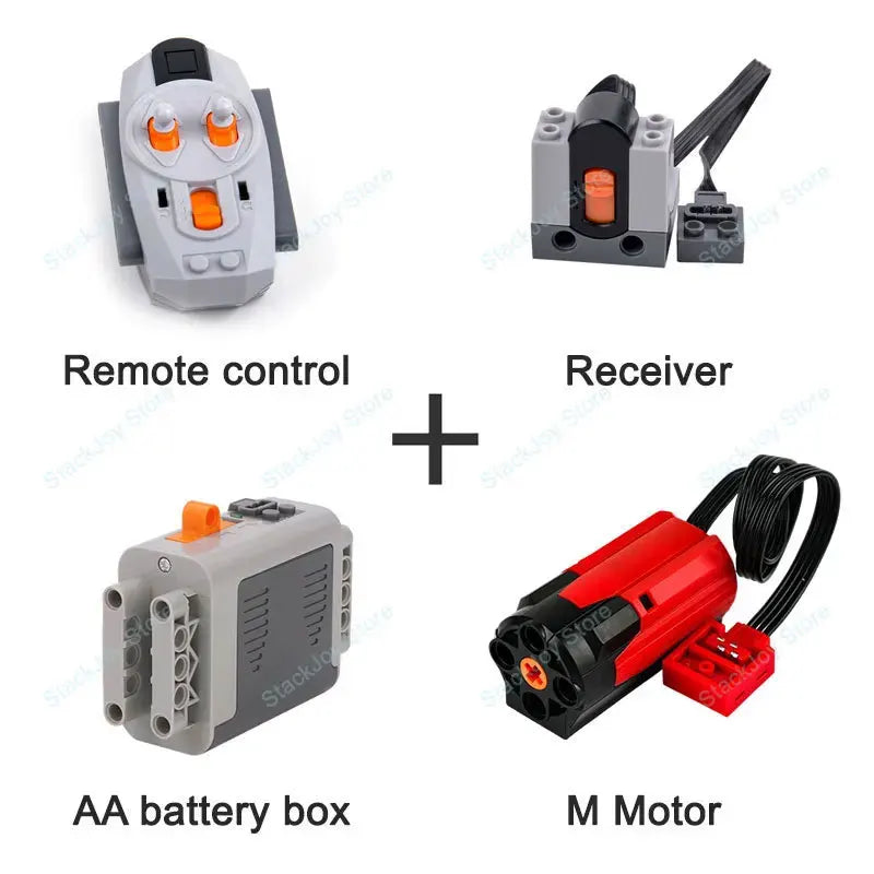 MOC Power Functions M/L/XL Motor Battery Box IR Remote Receiver for RC Car Robot Model Building Blocks Technical Modified Parts