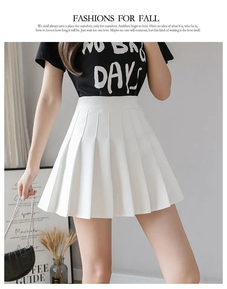 2025 High Waist Skirt Womem Solid Black Preppy Pleated Mini Skirt Summer Fashion Korean A-Line Short Skirt Girl Y2k Cute Skirt